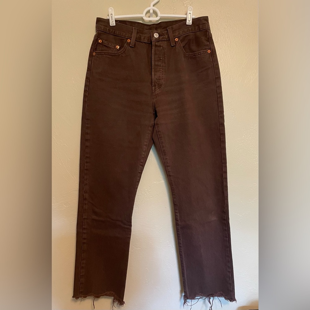 Women's Levi's 501 Cropped Brown Straight Leg Jeans 29